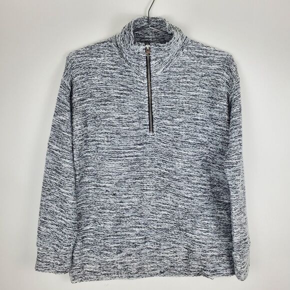 J. CREW MERCANTILE Pullover Zip Mock Neck Knit Sweater Side Slits Pop Over Tweed - Picture 1 of 5